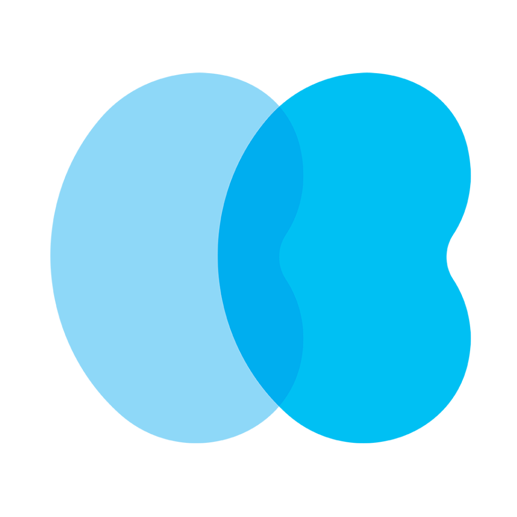 Two kidneys overlapping as part of the logo icon
