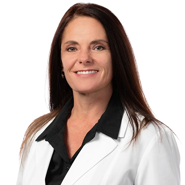 profile picture of Sandra Scott Foresman wearing a black shirt and white lab coat