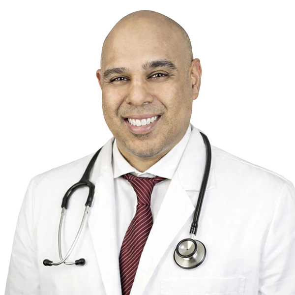 portrait of Dr Sunil Agrawal wearing a red tie, white shirt and white jacket.