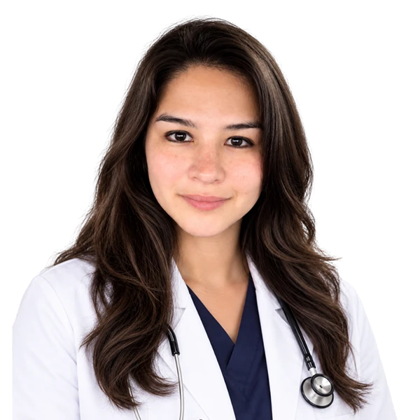 portrait of Kristen Monroe wearing a navy blue shirt and white jacket.